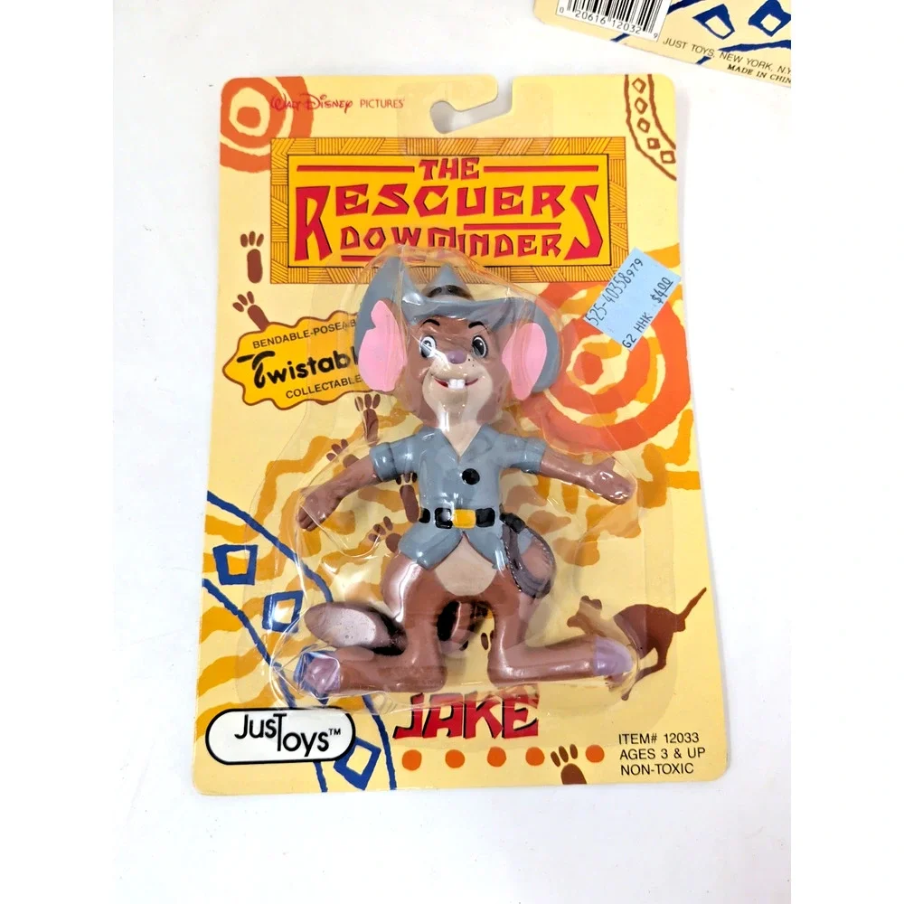 3 THE RESCUERS DOWN UNDER BERNARD JAKE BIANCA FIGURES JUST TOYS 1990 NEW DISNEY